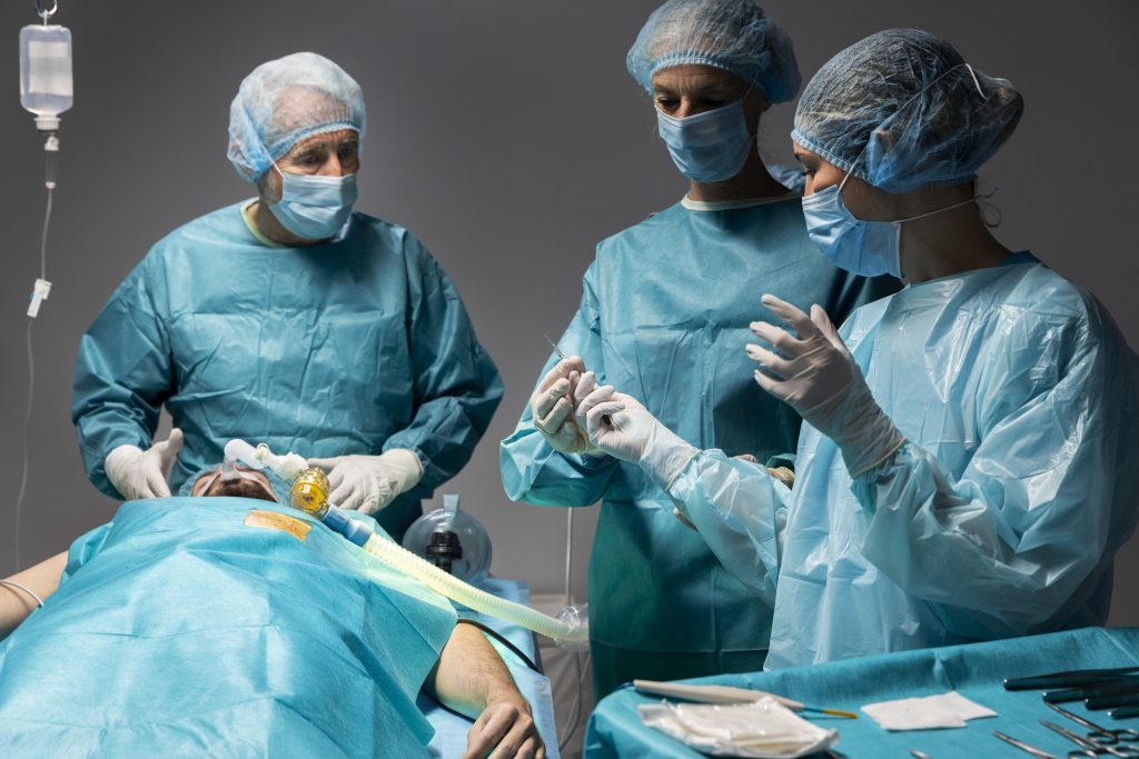 different doctors doing surgical procedure patient